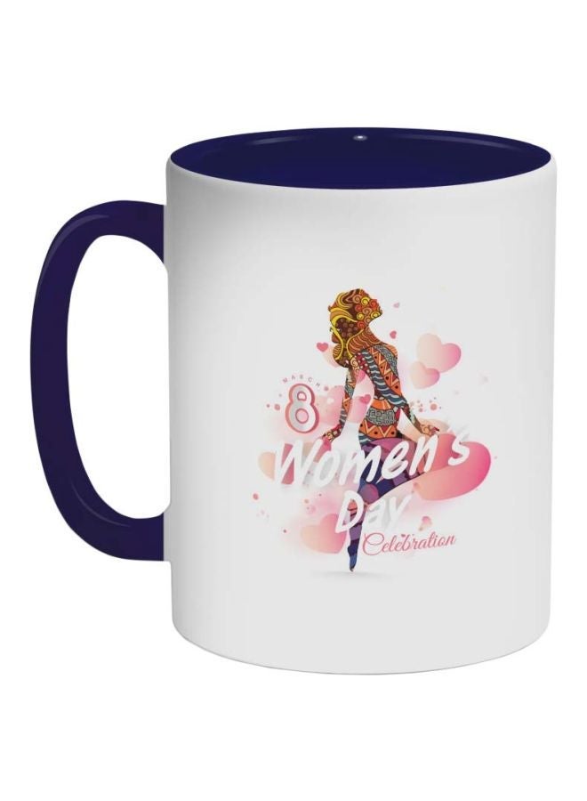 RYN Women's Day Celebration Printed Coffee Mug White/Pink/Dark Blue 325ml