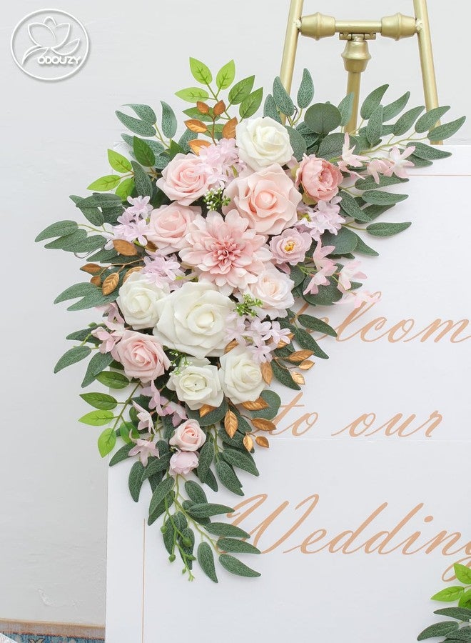 Odouzy Pack of 2 Wedding Arch Decorations Artificial Hanging Flowers Floral Swag for Wedding Welcome Sign Backdrop Balloon Arch Home Party Bridal Ceremony Reusable (Light Pink) - Image 4