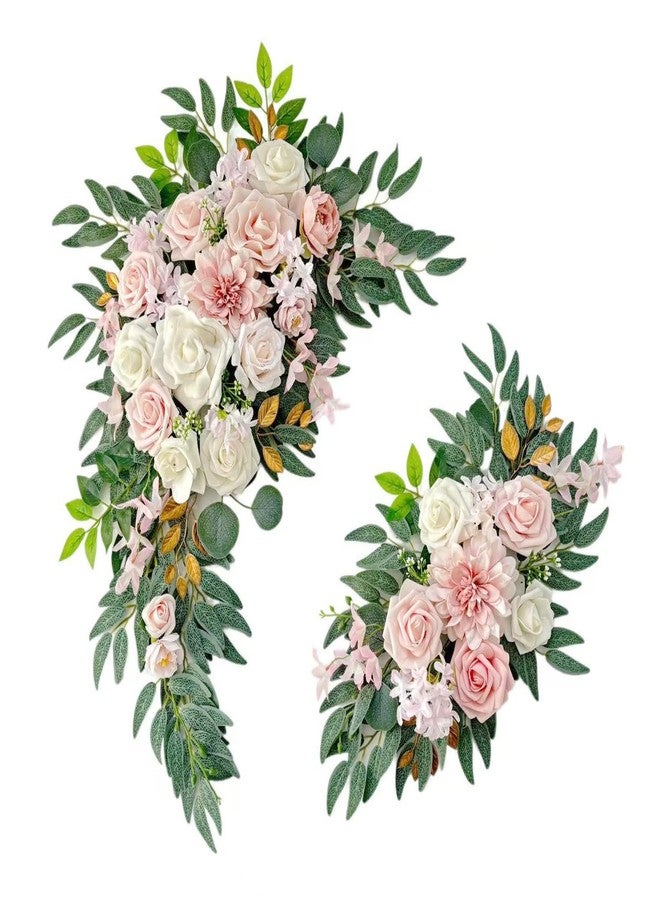 Odouzy Pack of 2 Wedding Arch Decorations Artificial Hanging Flowers Floral Swag for Wedding Welcome Sign Backdrop Balloon Arch Home Party Bridal Ceremony Reusable (Light Pink) - Image 1
