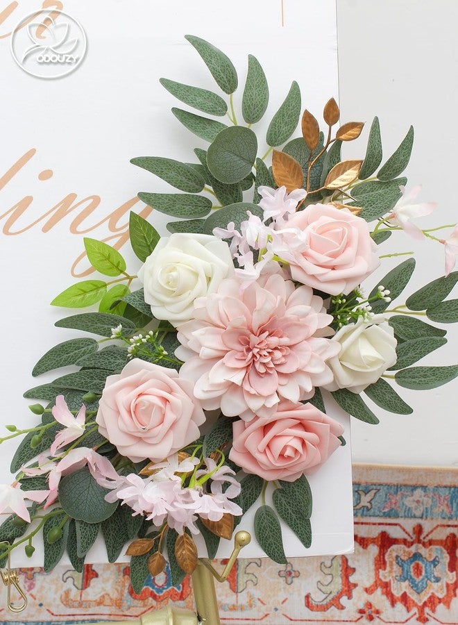 Odouzy Pack of 2 Wedding Arch Decorations Artificial Hanging Flowers Floral Swag for Wedding Welcome Sign Backdrop Balloon Arch Home Party Bridal Ceremony Reusable (Light Pink) - Image 5