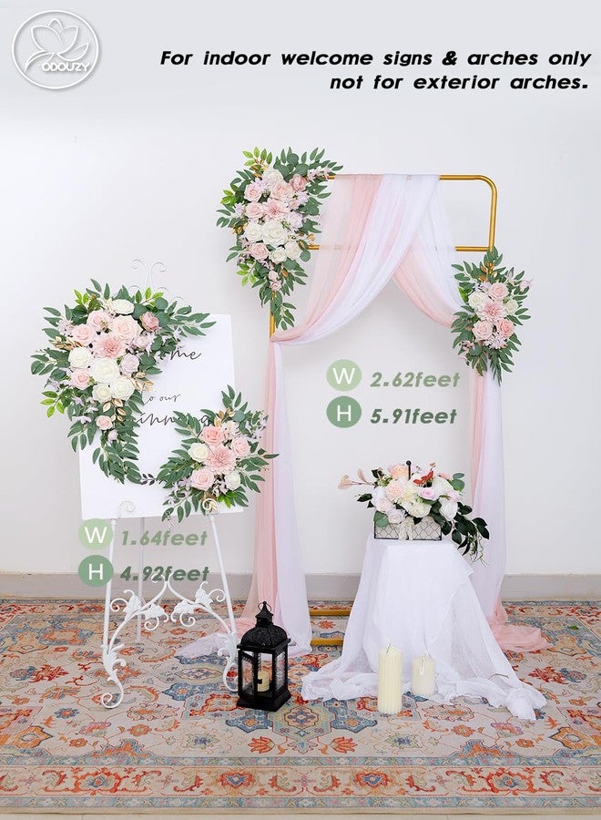 Odouzy Pack of 2 Wedding Arch Decorations Artificial Hanging Flowers Floral Swag for Wedding Welcome Sign Backdrop Balloon Arch Home Party Bridal Ceremony Reusable (Light Pink) - Image 3