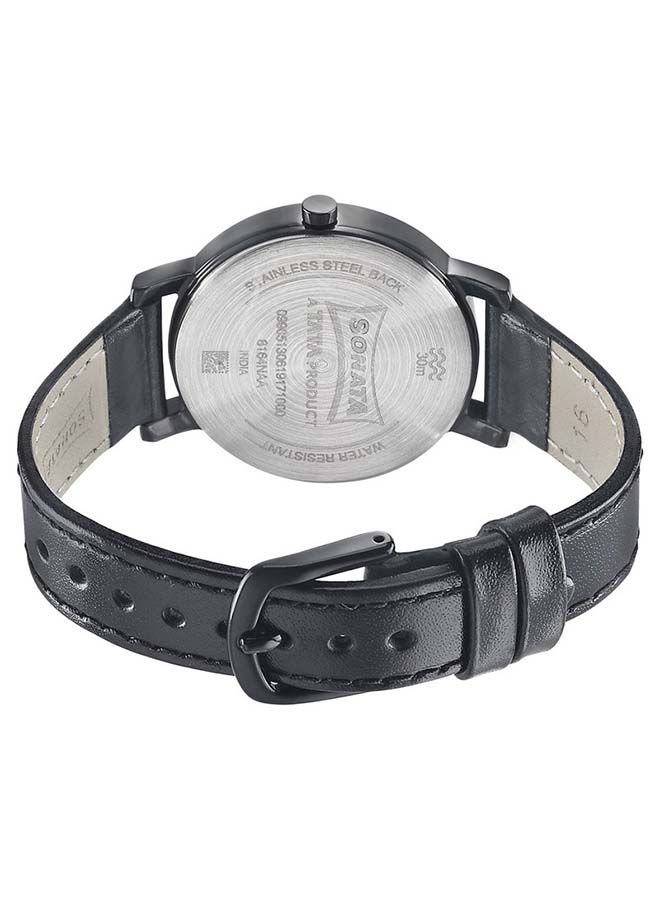 سوناتا ساعة يد جلدية دائرية بعقارب  -  ملم - أسود - Image 4