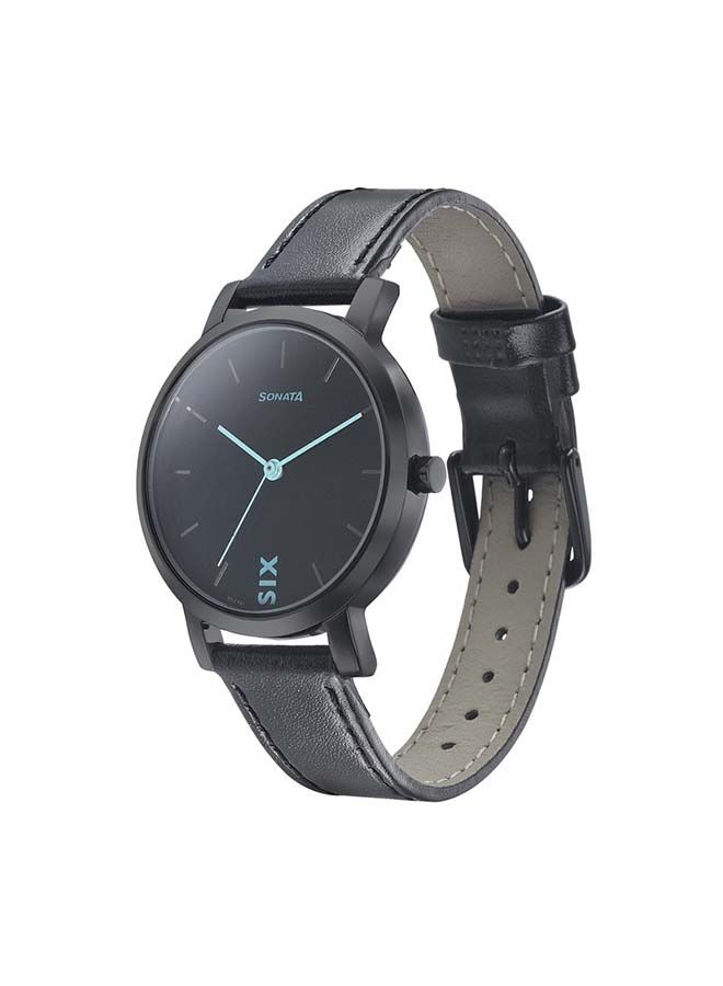 سوناتا ساعة يد جلدية دائرية بعقارب  -  ملم - أسود - Image 2