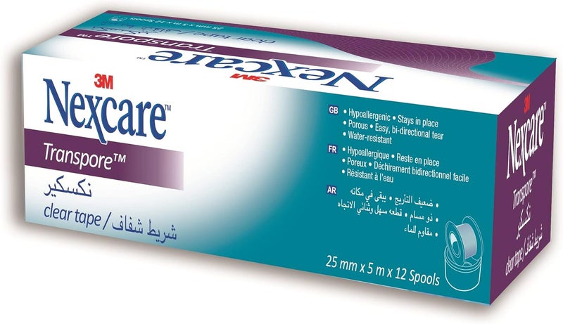 Nexcare شريط نيكساير 3M ترانسبور، شفاف، 25 × 5 مم، مقاس واحد - Image 1