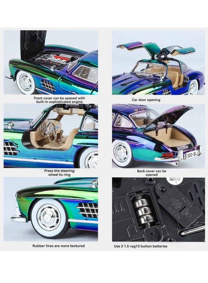 Die-Cast Mercedes-Benz 300SL Model Car – 1:24 Scale Alloy Toy Car with Sound, Light  Opening Doors – Classic Collectible Car for Kids  Adults - Image 3