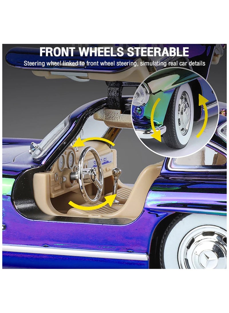 Die-Cast Mercedes-Benz 300SL Model Car – 1:24 Scale Alloy Toy Car with Sound, Light  Opening Doors – Classic Collectible Car for Kids  Adults - Image 5