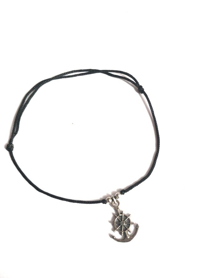 Jyokrish Handmade Adjustable Simple Black Thread twisted Hanging Anchor Wheel anklet For Women | girls | Nazariya |Payal | Nazar Battu |Free Size |Single Leg - Image 5