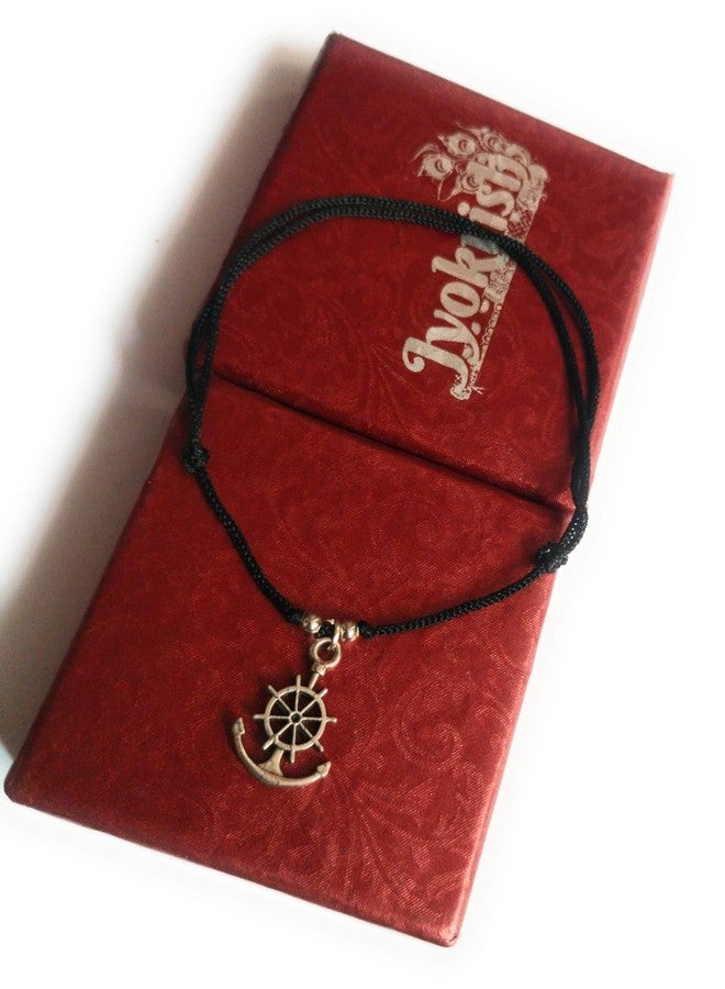 Jyokrish Handmade Adjustable Simple Black Thread twisted Hanging Anchor Wheel anklet For Women | girls | Nazariya |Payal | Nazar Battu |Free Size |Single Leg - Image 3
