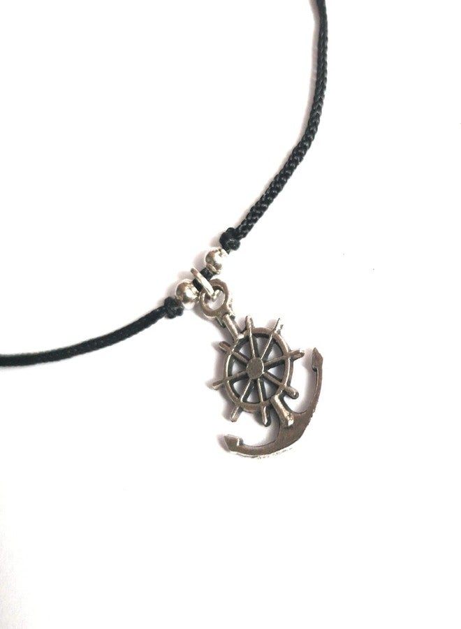 Jyokrish Handmade Adjustable Simple Black Thread twisted Hanging Anchor Wheel anklet For Women | girls | Nazariya |Payal | Nazar Battu |Free Size |Single Leg - Image 4