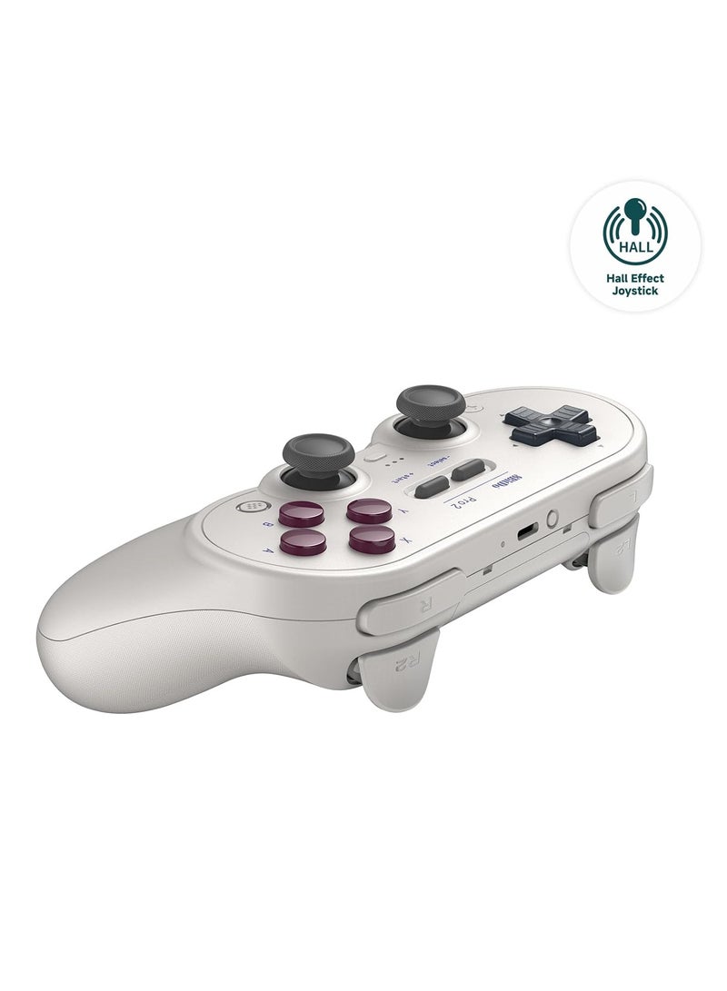8Bitdo Pro 2 Bluetooth Controller for Switch, Hall Effect Joystick Update, Wireless Gaming Controller for Switch, PC, Android, and Steam Deck  Apple (White) - Image 3