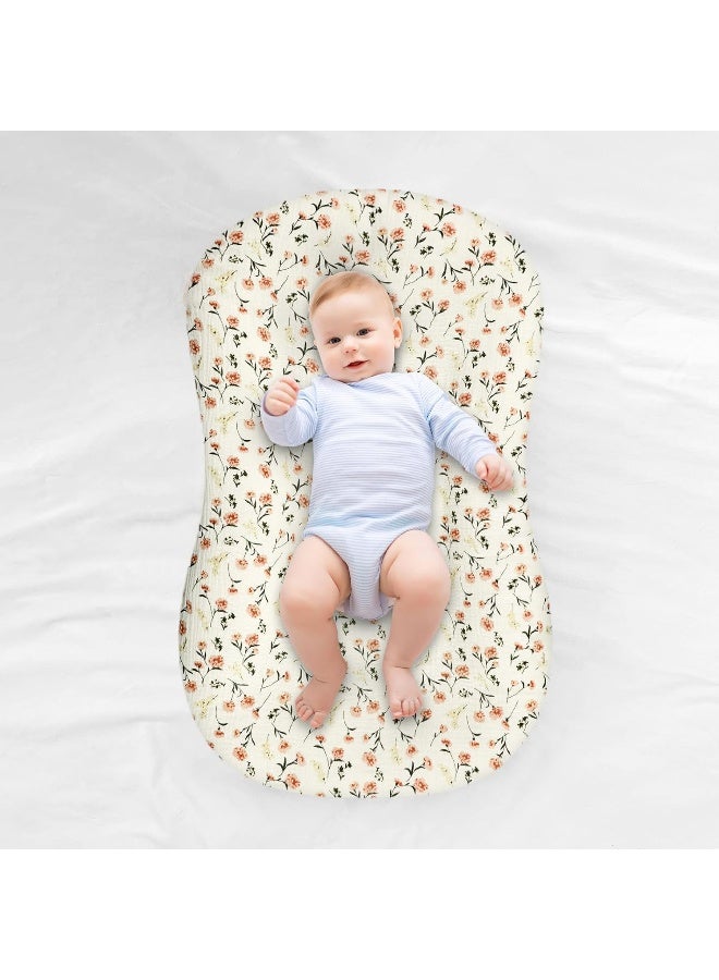 Hooyax غطاء سرير الأطفال هوياكس من موسلين 2 عبوة، غطاء قابل للإزالة عضوي لسرير الأطفال حديثي الولادة، أغطية مقاعد أرضية مبطنة للأطفال الرضع للأولاد والبنات (وردي فاتح وزهري) - Image 4