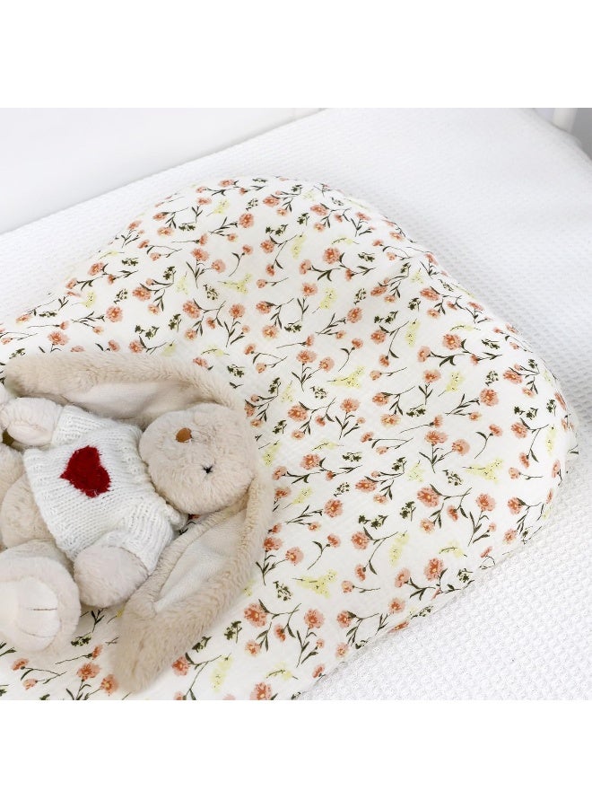 Hooyax غطاء سرير الأطفال هوياكس من موسلين 2 عبوة، غطاء قابل للإزالة عضوي لسرير الأطفال حديثي الولادة، أغطية مقاعد أرضية مبطنة للأطفال الرضع للأولاد والبنات (وردي فاتح وزهري) - Image 5