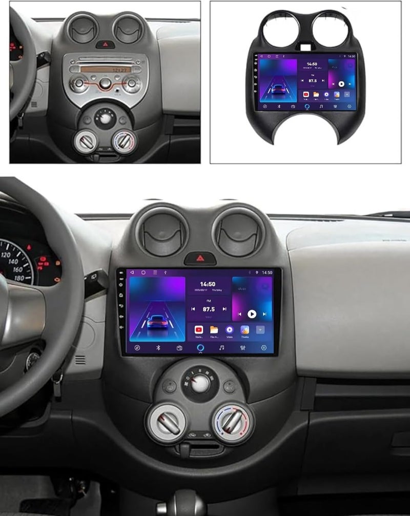 فيريكس ستيريو سيارة نيسان ميكرا بشاشة أندرويد 2010-2013 مع Apple CarPlay وAndroid Auto وواي فاي لاسلكي وكاميرا AHD وFM وAM وBT وواجهة سريعة (2 + 32 جيجابايت Carplay 4CORE) - Image 2