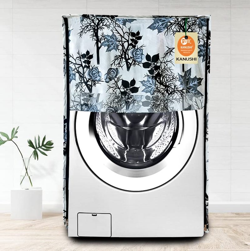 KANUSHI Industries® Washable & Dustproof Front Load Automatic Washing Machine Cover (Suitable for 6 Kg, 6.5 kg, 7 kg, 7.5 kg) (VAR-WASMAC-BLACK-SHUB-FRONT-01) - Image 1