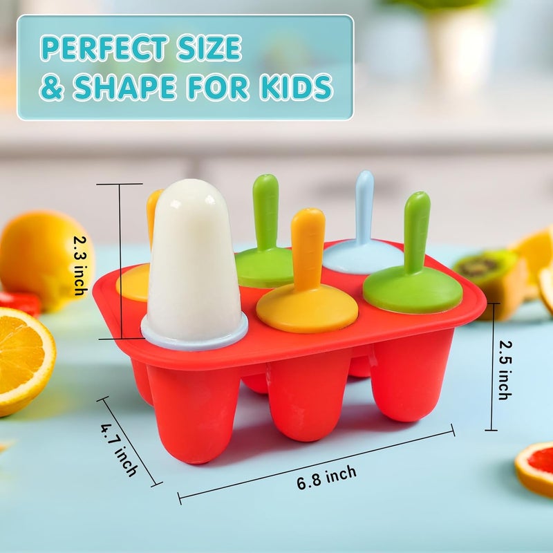 Miaowoof Silicone Popsicles Molds for Toddlers, 6-Cavity Non-BPA Premium Silicone Small Popsicle Molds, Ice Pop Mold with 6 Colorful Reusable Sticks for Kids (Red) - Image 5