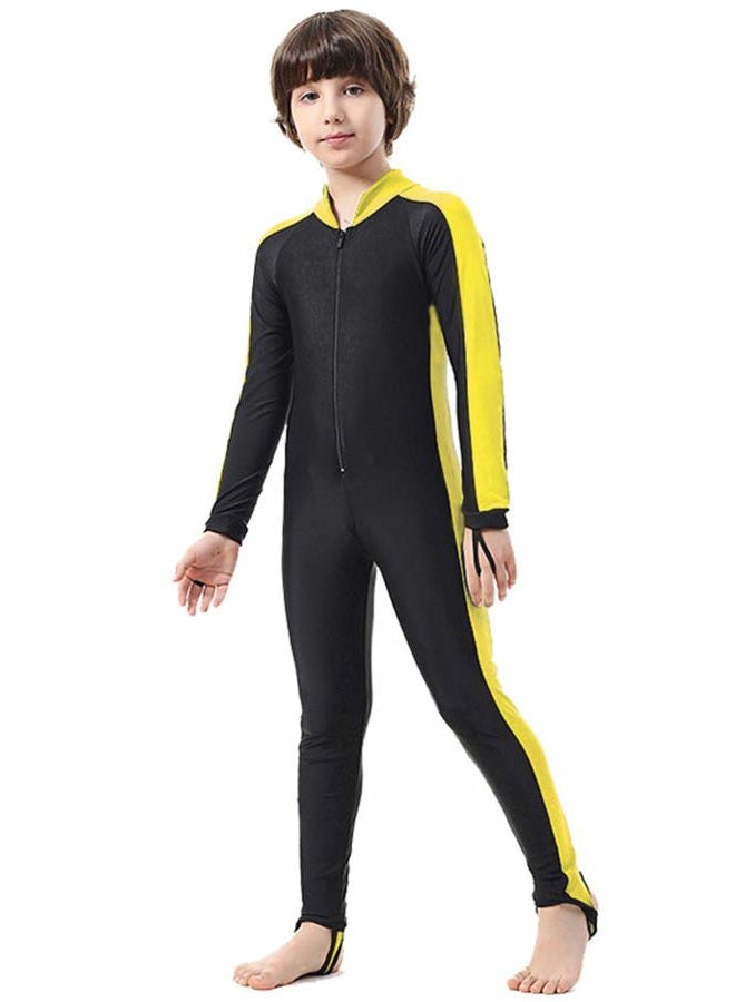 Kids Sunsuit Long Sleeve Swimwear One-Piece Bodysuit Swimsuit Yellow