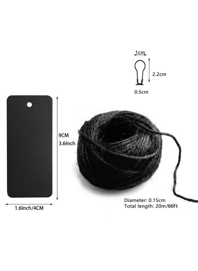 بينج شاو ماي 100 قطعة من بطاقات الهدايا مع سلسلة سوداء لعيد الميلاد، علامات فارغة مع دبابيس أمان، علامات أسماء لحقائب الهدايا، ملصقات الملابس، الفنون والحرف اليدوية (أسود) - Image 3