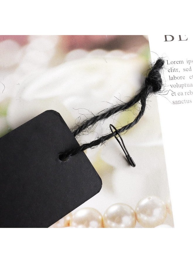 بينج شاو ماي 100 قطعة من بطاقات الهدايا مع سلسلة سوداء لعيد الميلاد، علامات فارغة مع دبابيس أمان، علامات أسماء لحقائب الهدايا، ملصقات الملابس، الفنون والحرف اليدوية (أسود) - Image 2