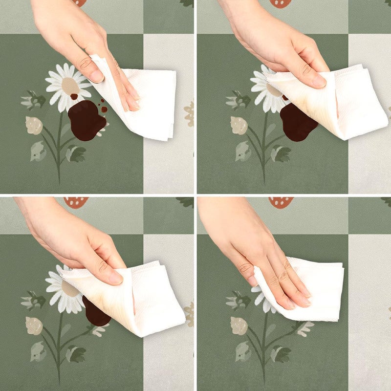 Spring Strawberry Daisies Square Fitted Tablecloth Waterproof Elastic Card Table Cover Stretch Wipeable Polyester Square Table Protector For Dining Kitchen Home Outdoor Picnic Decor,34x34inch - Image 5