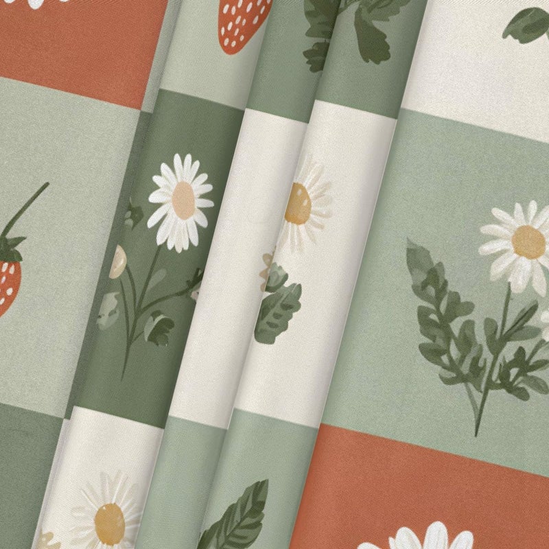 Spring Strawberry Daisies Square Fitted Tablecloth Waterproof Elastic Card Table Cover Stretch Wipeable Polyester Square Table Protector For Dining Kitchen Home Outdoor Picnic Decor,34x34inch - Image 2