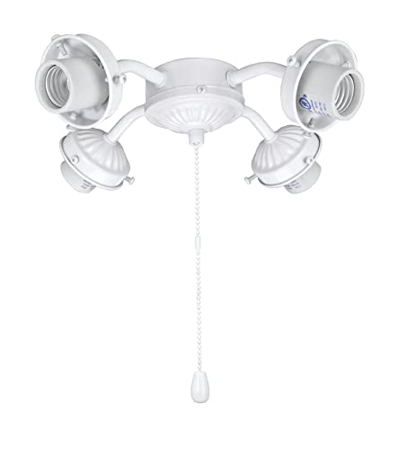 Aspen Creative 2200321 FourLight Ceiling Fan Fitter Light Kit with Pull Chain Painted White