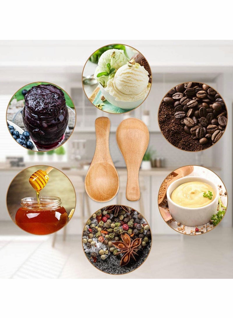 SOLARAE Small Wooden Teaspoon, Wooden Teaspoon Small Teaspoons Serving Wooden Utensils for Salt Spoon Honey Coffee Tea Sugar Salt, Mini Wooden Spoon for Daily Use Light Brown (10 Pieces 3 inches) - Image 4