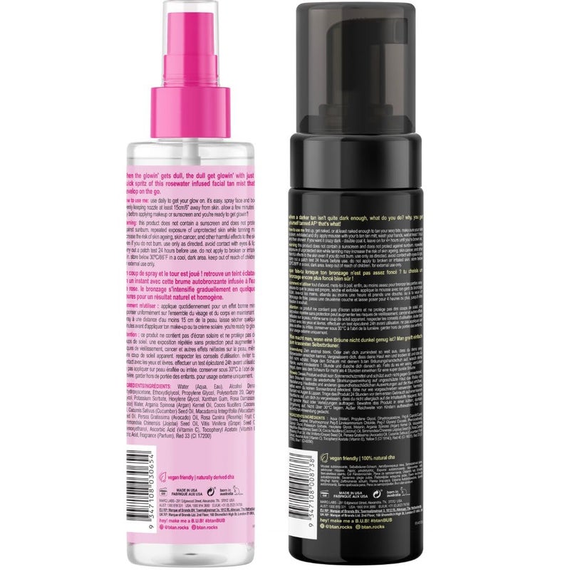 b tan b.tan Dark Self Tan Foam & Face Mist Kit | b.tan + Glow Bundle - Sunless Tanning Mousse, Bronzing Gradual Facial + Body Spray, Mitt Applicator, 1 Hour Express, No Fake Tanner Smell, 6.7 Fl Oz - Image 2