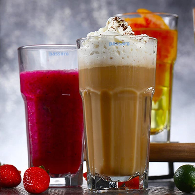 Passaro Highball Granity Glass Tumbler Set of 6 Transparent 350ML Drinking Glass for Water Juice Iced Tea Cocktails Milkshake Coke Soda PS82 - Image 2