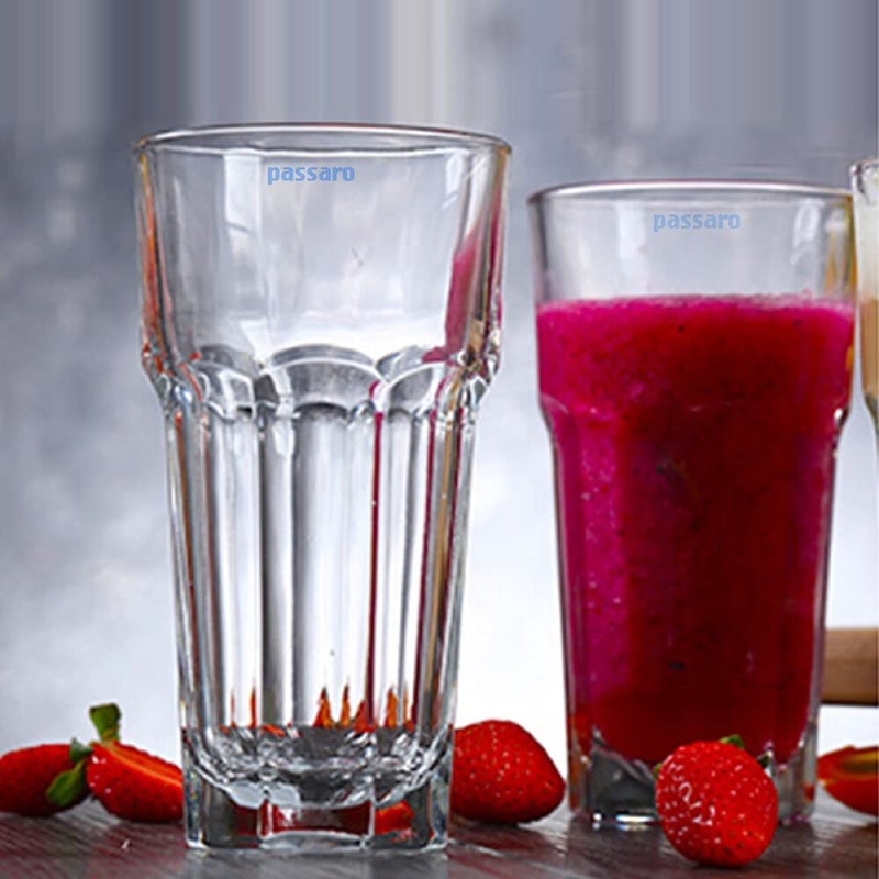 Passaro Highball Granity Glass Tumbler Set of 6 Transparent 350ML Drinking Glass for Water Juice Iced Tea Cocktails Milkshake Coke Soda PS82 - Image 1