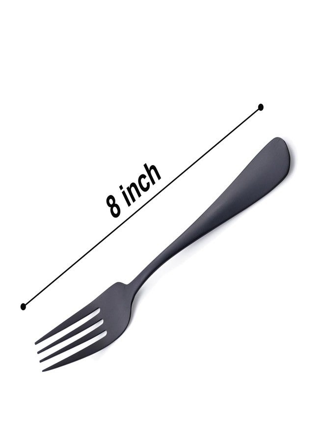 Seeshine Matte Black Dinner Fork Set, 8-inch Stainless Steel Cutlery Forks, Dessert Fork Set, Silverware Table Forks for Family, Kitchen, Restaurant, Set of 12, Dishwasher Safe - Image 2