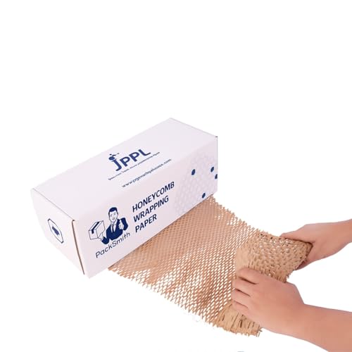 JPPL paper honeycomb roll with dispenser box | Expands hex to 160 meter | Plastic alternative | Packaging & shipping supplies bubble wrap roll| (390mm / 16 inch x100 meter) (Brown) - Image 1