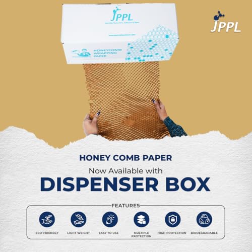 JPPL paper honeycomb roll with dispenser box | Expands hex to 160 meter | Plastic alternative | Packaging & shipping supplies bubble wrap roll| (390mm / 16 inch x100 meter) (Brown) - Image 4