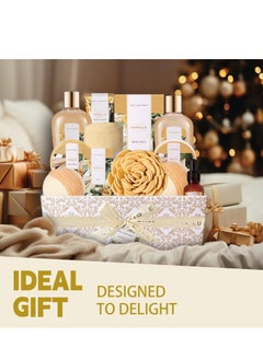 spa luxetique Spa Gift Basket,  Luxury 12 Pcs Bath Gift Box, Relaxing at Home Bath Set Scented with Vanilla Includes Bath Salts, Bath Bombs, Body Scrub, Best Spa Gift for Women.  - Image 4