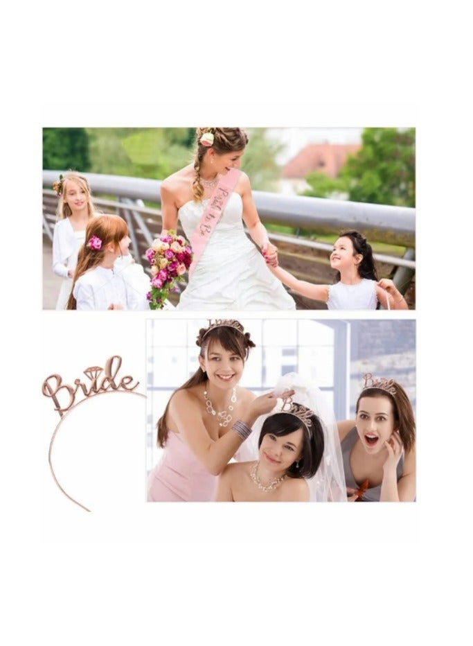 general Bridal veil set 4 pieces, bridal belt, tiara, shoulder length veil, decorative stickers, party items bridal accessories  - Image 4