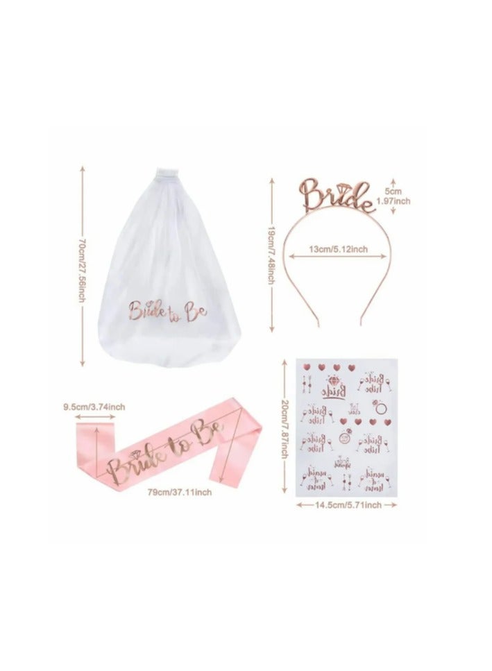 general Bridal veil set 4 pieces, bridal belt, tiara, shoulder length veil, decorative stickers, party items bridal accessories  - Image 2