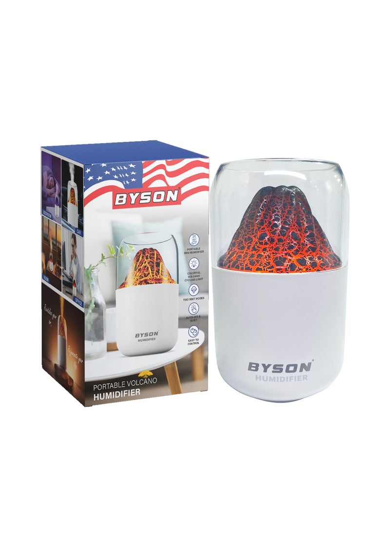 BYSON Volcano Humidifier with LED Light - Compact USB Powered Cool Mist Diffuser with Visual Volcano Effect, Quiet Operation, Auto Shut Off & Stylish Design for Home or Office - Image 1