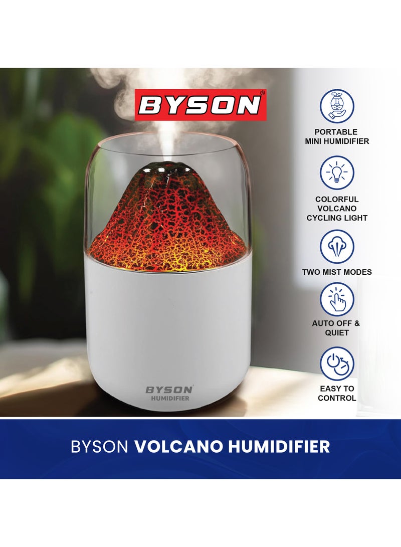 BYSON Volcano Humidifier with LED Light - Compact USB Powered Cool Mist Diffuser with Visual Volcano Effect, Quiet Operation, Auto Shut Off & Stylish Design for Home or Office - Image 2