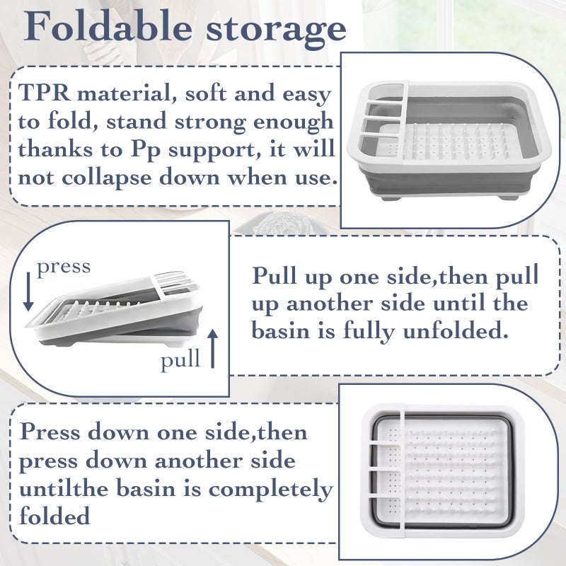 Sipobuy Collapsible Bowls, Plates, and Dishes Drainer, Portable Space-Saving Dish Rack for Kitchen, RV, Campers, and Travel Trailers - Image 5