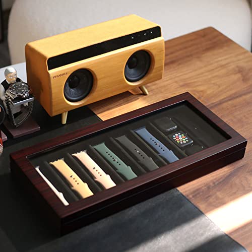 Besforu Watch Band Organizer - Holder Case for Men or Women, Wooden Storage Box Compatible with Apple Watch Bands and Accessories (Ebony Veneer, 8 Slot) - Image 2
