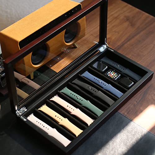 Besforu Watch Band Organizer - Holder Case for Men or Women, Wooden Storage Box Compatible with Apple Watch Bands and Accessories (Ebony Veneer, 8 Slot) - Image 3