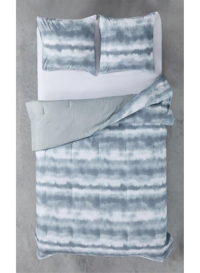 Urban Lifestyle Tie Dye Grey Full Comforter Set,3-Piece Bedding with Shams,Soft Microfiber, Lightweight & Reversible, Modern Gray Boho Style for Teens, Dorm or Guest Room - Image 1
