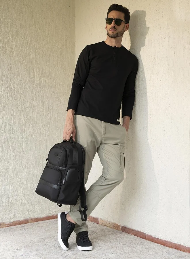 دينيس لينغو تيشيرت بولو قطن رجالي أسود بقصة عادية