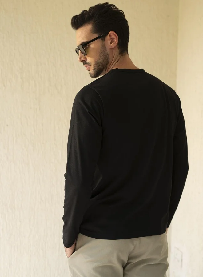 دينيس لينغو تيشيرت بولو قطن رجالي أسود بقصة عادية