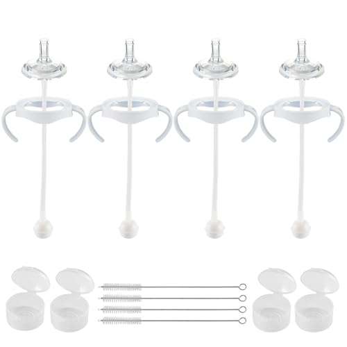 joyfeed Straw Cup Conversion Kit for Philips Avent Natural Baby Bottles,Weighted Straw Sippy Cup Transition Kit with Soft Nipple and Handles for Toddler, Pack of 4 - Image 1