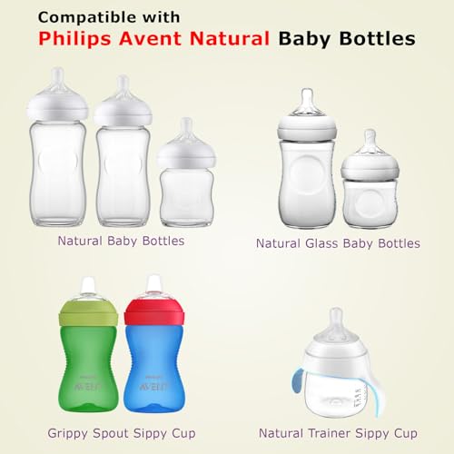 joyfeed Straw Cup Conversion Kit for Philips Avent Natural Baby Bottles,Weighted Straw Sippy Cup Transition Kit with Soft Nipple and Handles for Toddler, Pack of 4 - Image 5
