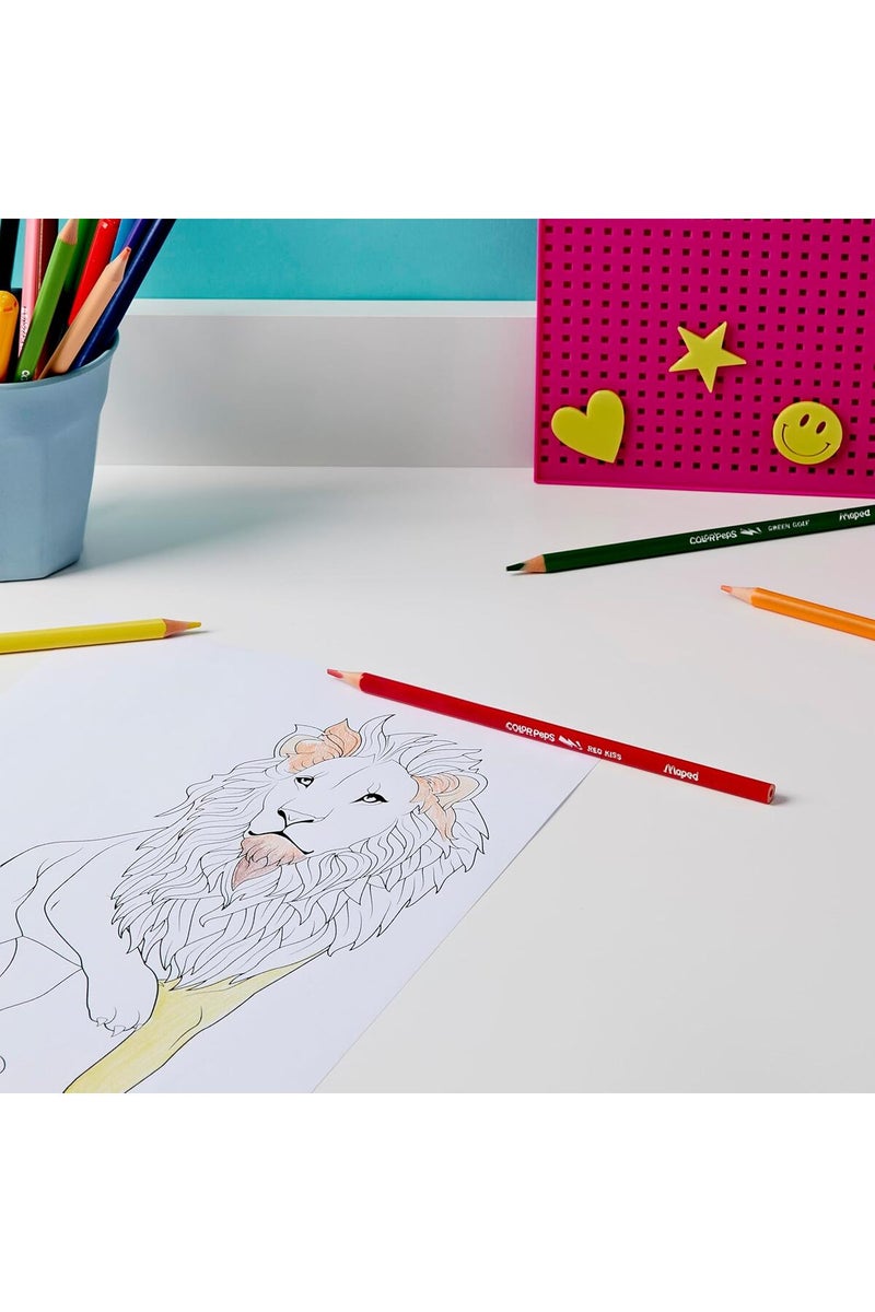 Maped Color'Peps Strong Coloring Pencils - 24, Durable Ergonomic, Metal Box - Image 2
