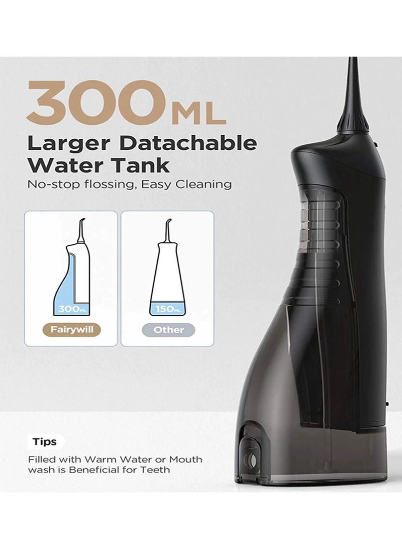 Fairywill Portable Oral Irrigator USB Rechargeable Dental Water Flosser Jet Irrigator Dental Teeth Cleaner 3 Modes 11 Pieces 300ML - Image 4