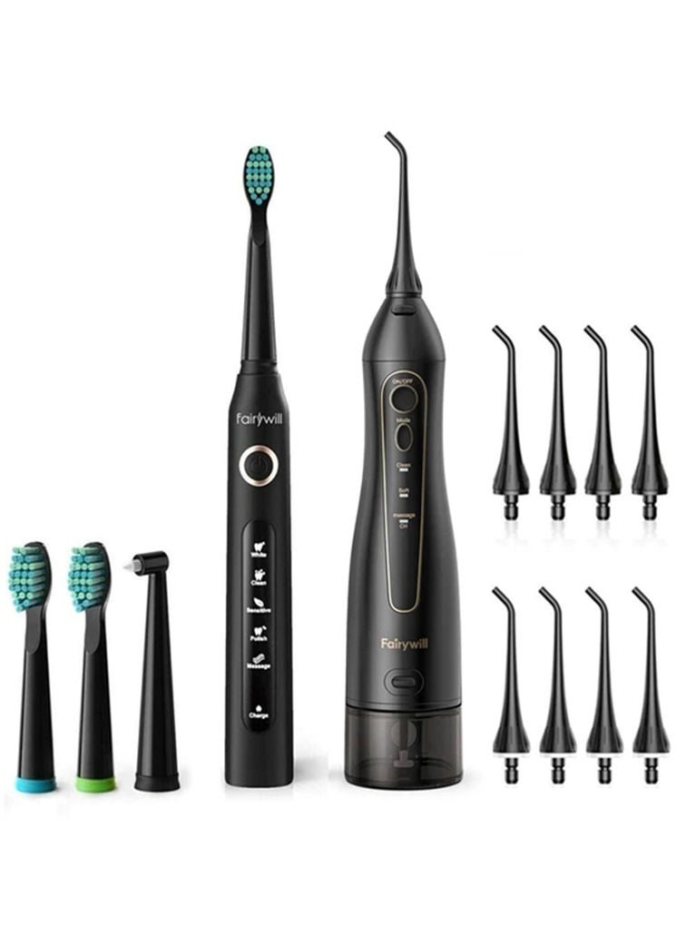 Fairywill Portable Oral Irrigator USB Rechargeable Dental Water Flosser Jet Irrigator Dental Teeth Cleaner 3 Modes 11 Pieces 300ML - Image 1