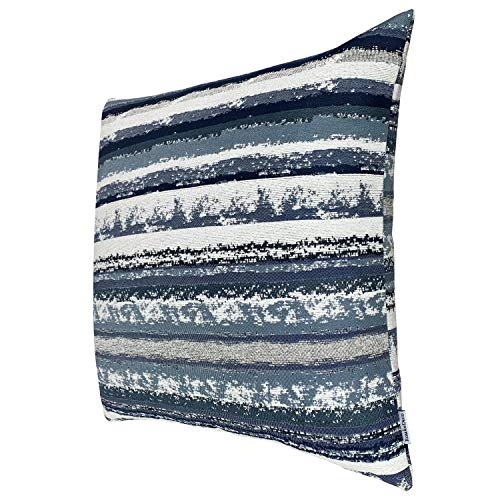 ROMANDECO Jacquard Striped Decorative Throw Pillow Covers for Couch Set of 2, 18x18 Inches, Navy Blue - Image 2