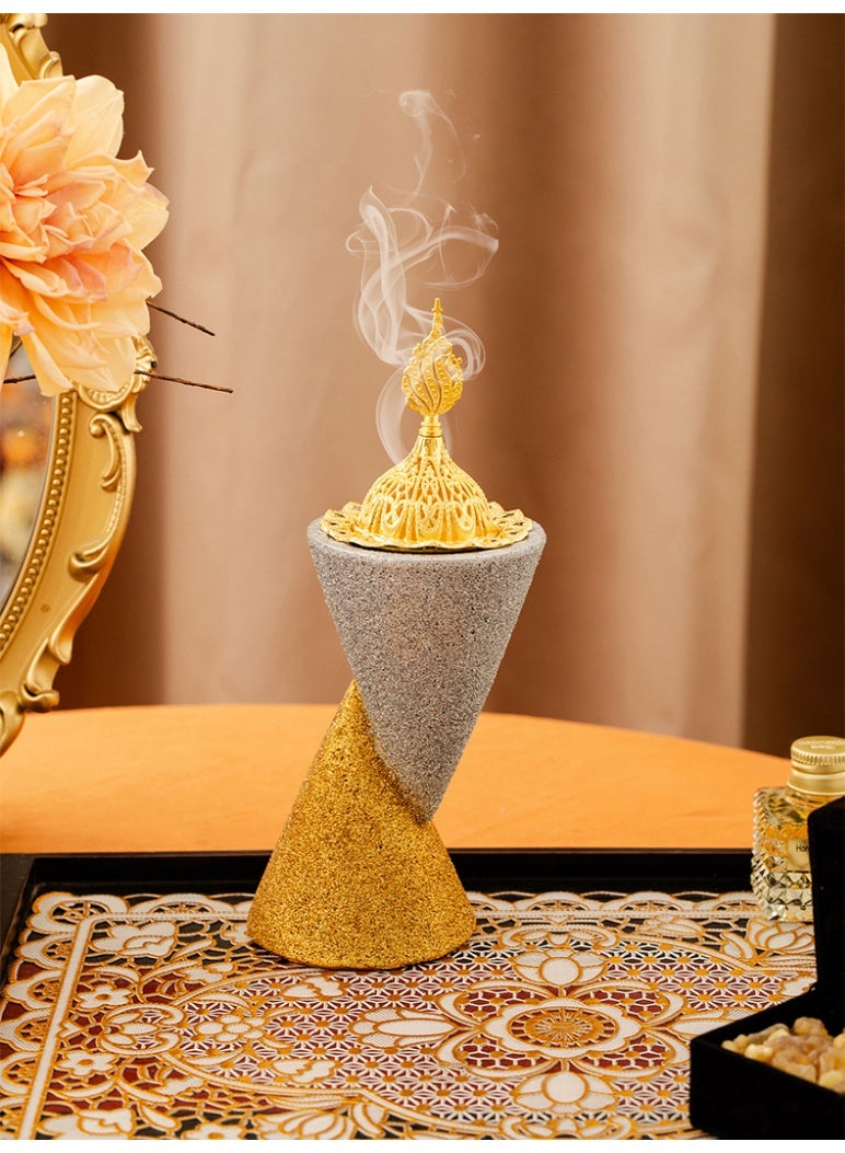 مبخرة راتنج تصميم مخروط مزدوج – موزع عطور زينة حرفية ديكور منزلي هدية - Image 1